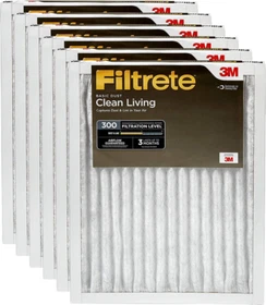 Filtrete AC Furnace Air Filter, MPR 300, Clean Living Basic Dust, 6-Pack