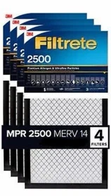 3M Filtrete MPR 2500/Merv 14 HVAC Air Filter Reduce Dust Bacteria Viruses 4-Pack