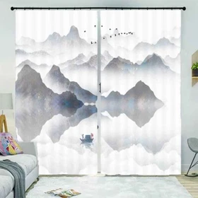 Floating Ship In The Air 3D Blockout Photo Print Curtain Fabric Curtains Window