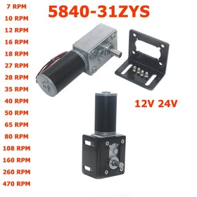 5840-31ZY Worm Gear Motor DC 12V/24V High Torque Speed Reduction Motor 7-470RPM
