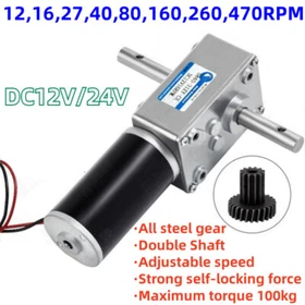 DC 12V 24V Double Shaft Gearbox Worm Turbo Gear Reduction Speed Motor 5840-31ZY