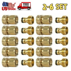US Garden Hose Quick Connect Water Hose 3/4" Fit Brass Female Male Connector Set