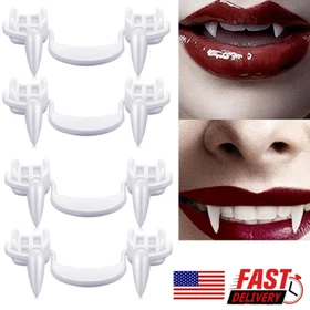 4&times;Retractable Vampire Teeth Fangs Halloween Cosplay Makeup Zombie Dentures Teeth