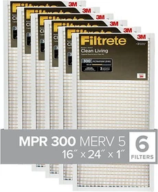 Filtrete Air Filter, Replacement Clean Set Pleated AC HOME, Variety Sizes 6-Pack