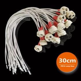 18AWG MR16 Lamp Holder Ceramic Socket Base With 30cm Silicon Cable For LED blub