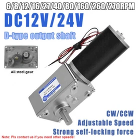6RPM~470RPM DC 12V/24V Worm Gear Motor Speed Adjustable Gear DC Motor 5840-31ZY