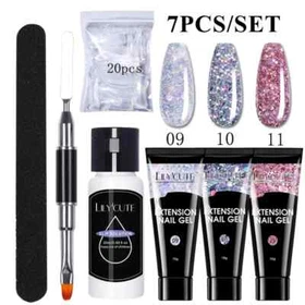Nail Gel Set 6W UV LED Lamp 15ML Quick Nail Kit with Soak Off Slip Manicure Set