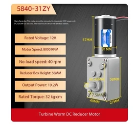 5840 Turbine Worm Gear Miniature DC Gear Motor with Self-Locking Speed Control