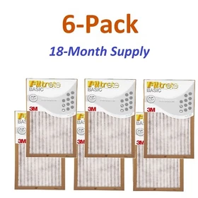 6-Pack Filtrete Basic 3M Air-Filter Replacement Pad Home Central Furnace Dust AC