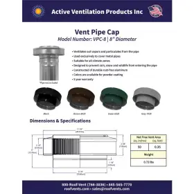313108054029 ACTIVE VENTILATION Vent Pipe Cap Mill Finish