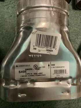 S40E AMERI-VENT Gas Round Adapter