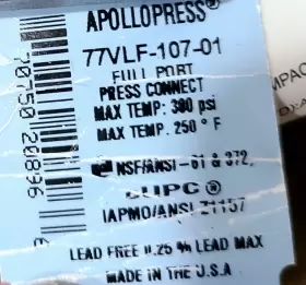 77VLF-107-01 APOLLO Apollopress Ball Valve Port #2