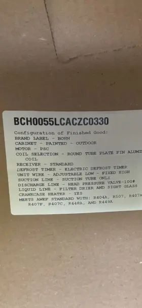 BCH0055LCACZC0330 BOHN Freezer Condenser