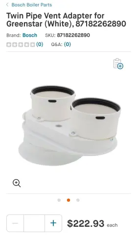 7738003242 BOSCH Greenstar Twin Vent Adapter Wall Boiler