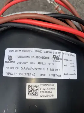 S1-02436240000 BROAD OCEAN Condenser Fan Motor Rpm #3