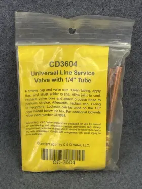 CD3604 C-D VALVE Access Fitting Copper Tube Pack