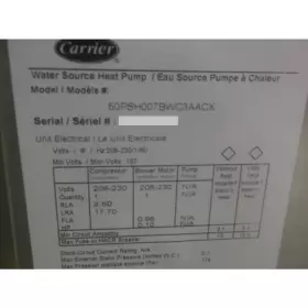 50PSH007BWC3AACX CARRIER Horizontal Geothermal Eer #3