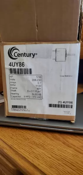 F48V58A01 CENTURY Condenser Motor Carrier Rpm #2