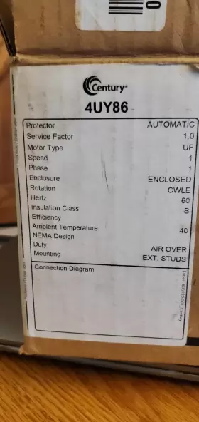 F48V58A01 CENTURY Condenser Motor Carrier Rpm #3