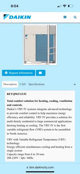 REYQ96TATJU DAIKIN Vrv Iv Heat Recovery Condenser Unit