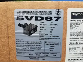 5VD67 DAYTON Infrared Burner Box Natural Gas