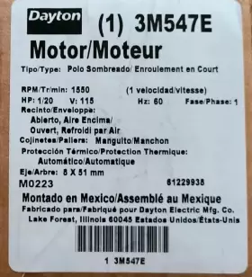 71633693 DAYTON Hvacr Motor Cwse #3