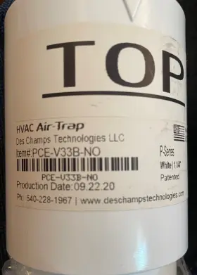 PCE-V33B-NO DES CHAMPS Hvac Air Trap Freezes Wt #3