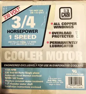2184 DIAL Evaporative Cooler Motor Single Phase Shaft