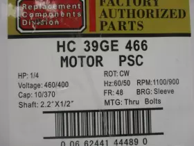 HC39GE466 FACTORY AUTHORIZED PARTS Motor Psc #3