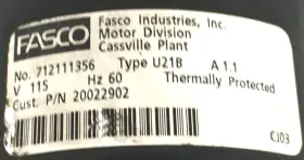 20022902 FASCO Draft Inducer Blower Motor #3