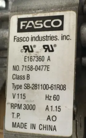 70580477 FASCO Inducer Motor #3