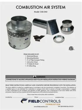 603400700 FIELD CONTROLS Fan Combustion Air