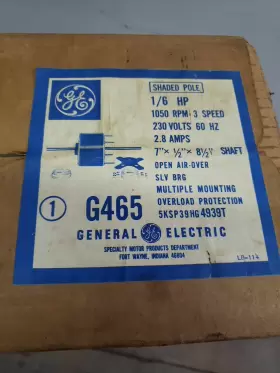 G465 GENERAL ELECTRIC Ge Hvac Motor Volts Rpm