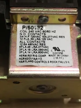 P-50182 HARTLAND CONTROLS Power Relay Coil Vac #3