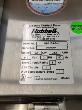 EP22T4-SH HUBBELL Water Heater Control Panel Chromalox #2