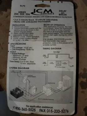 B11-837 ICM CONTROLS Delay Timer Vac #2