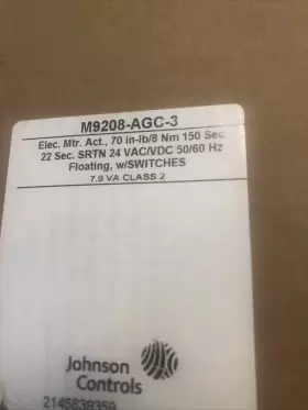 M9208-AGC-3 JOHNSON CONTROLS Mount Electric Spring Actuator