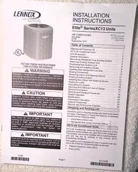 368M LENNOX Hvac Air Conditioning Manual Xc Elite Users