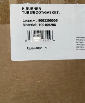 100109208 LOCHINVAR A.O. SMITH Burner Tube Boot Gasket