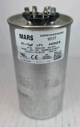 12117 Mars Motor Capacitor Mfd Round Vac Dual Voltage