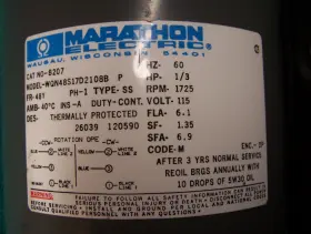 B207 MARATHON ELECTRIC Belt Drive Furnace Blower Motor #2