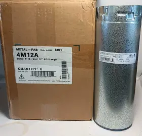4M12A METAL-FAB Gas Vent Pipe Hvac Water Heater Double Wall