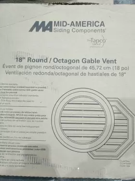 080192140845 MID AMERICA Round Gable Vent Venting Area