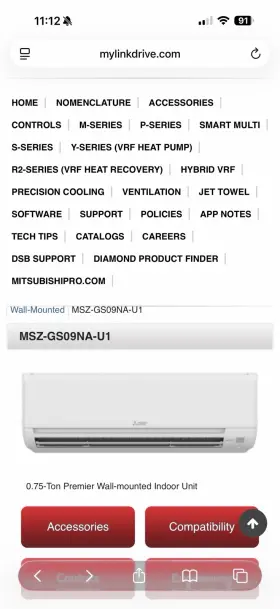 MSZ-GS09NA-U1 MTU Gs Wall Mount Heat Pump Idu