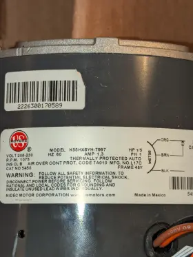 K55HXSYH-7997 NIDEC Rpm Capacitor Mot