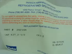 202144 PARKER Box Refrigerant Cap Kit #2