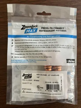 870503 PARKER HANNIFIN Zoomlock Press Connect Refrigerant