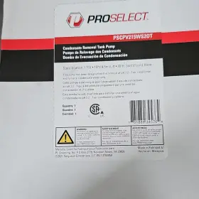 PSCPV215WS20T PROSELECT Condensate Removal Tank Pump Lift