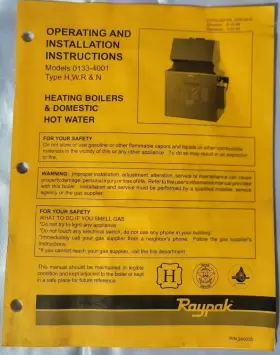 0133-4001 RAYPAK Operating Heating Boiler