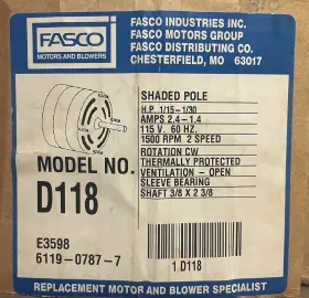 D118 REGAL BELOIT-FASCO Electric Motor